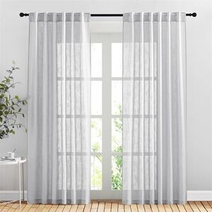 Drapes Curtain Panels Textured Light Gray Light Filtering Semi Sheer 52" x 63"